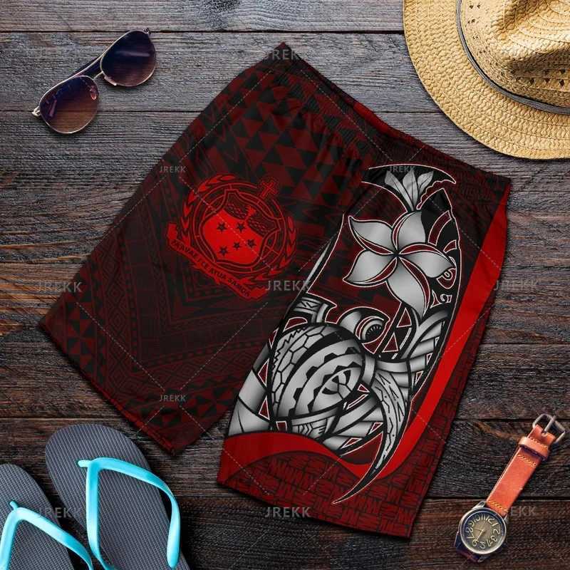 New Harajuku 3D Samoa Badge Printing Beach Shorts Fashion Street Clothing Board Shorts Neutral Cool Swimming ShortsW250410