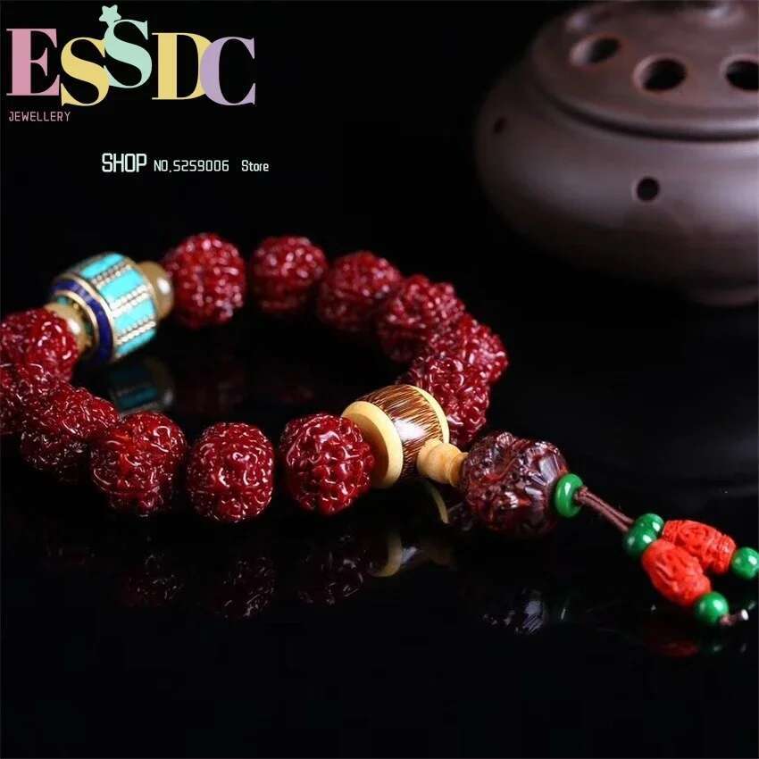 18Mm Six-Petal Big Vra Bodhi with Small Leaf Red Sandalwood Brave Men Women Bracelets and Beads Jewelry Who