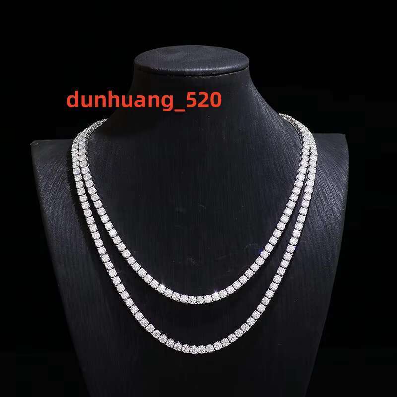 Moissanite Tennis Necklace Sterg Sliver Vvs Dia 3Mm Iced Out Moissanite Tennis Chain