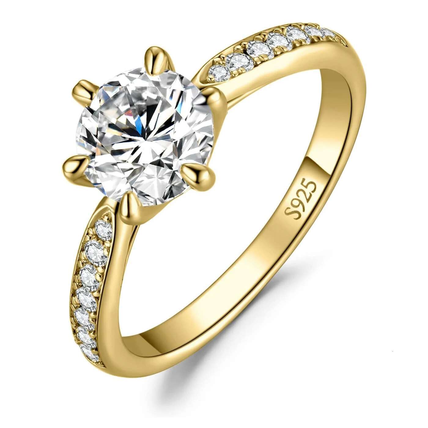 Classic 1-carat Moissanite Ring GRA Certificate Laboratory Diamond Rings Womens Wedding Jewelry 18K Gold Plated S925 Silver