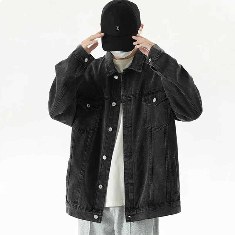 fashion washed denim jacket mens loose autumn winter arrival street retro 250401