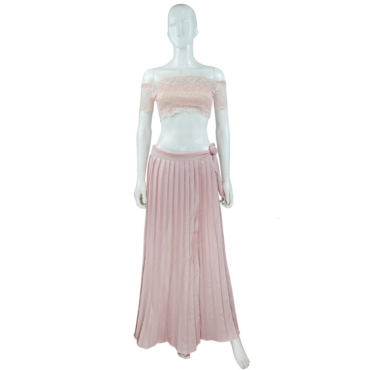 New 2025 Solid Color Women's Lace Half Dress Two Piece Set