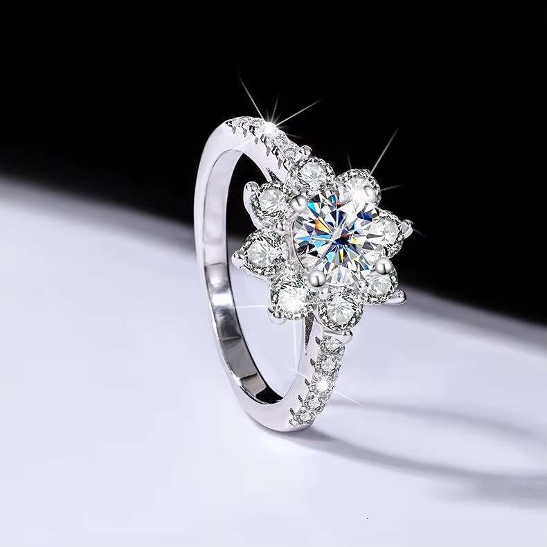 Pass Tter Sterling Sier 925 Mosan Ring Female Flower Yin Live Supply