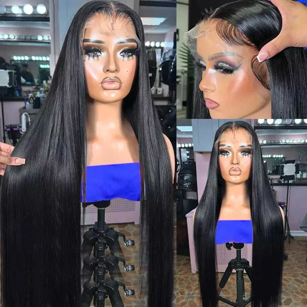 13x4 Black Wig Synthetic Lace Front Wigs Black Long Straight Smooth Silky for Women Wig Cap Synthetic Fiber Glueless Hair WigsT251111