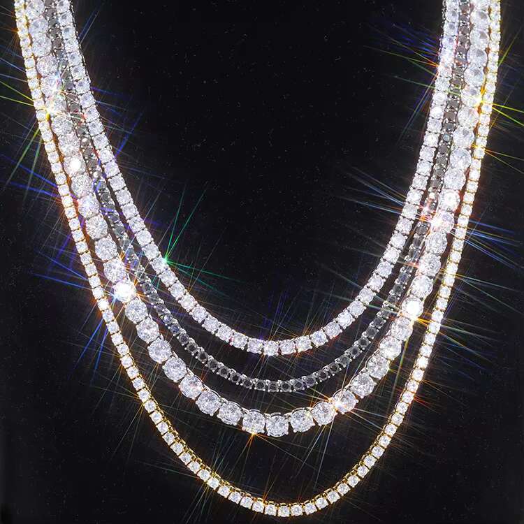 Sterling Silver 925 GRA Certificate Pass Diamond Tester Moissanite Diamond 3mm Chain Iced Out Tennis Chain