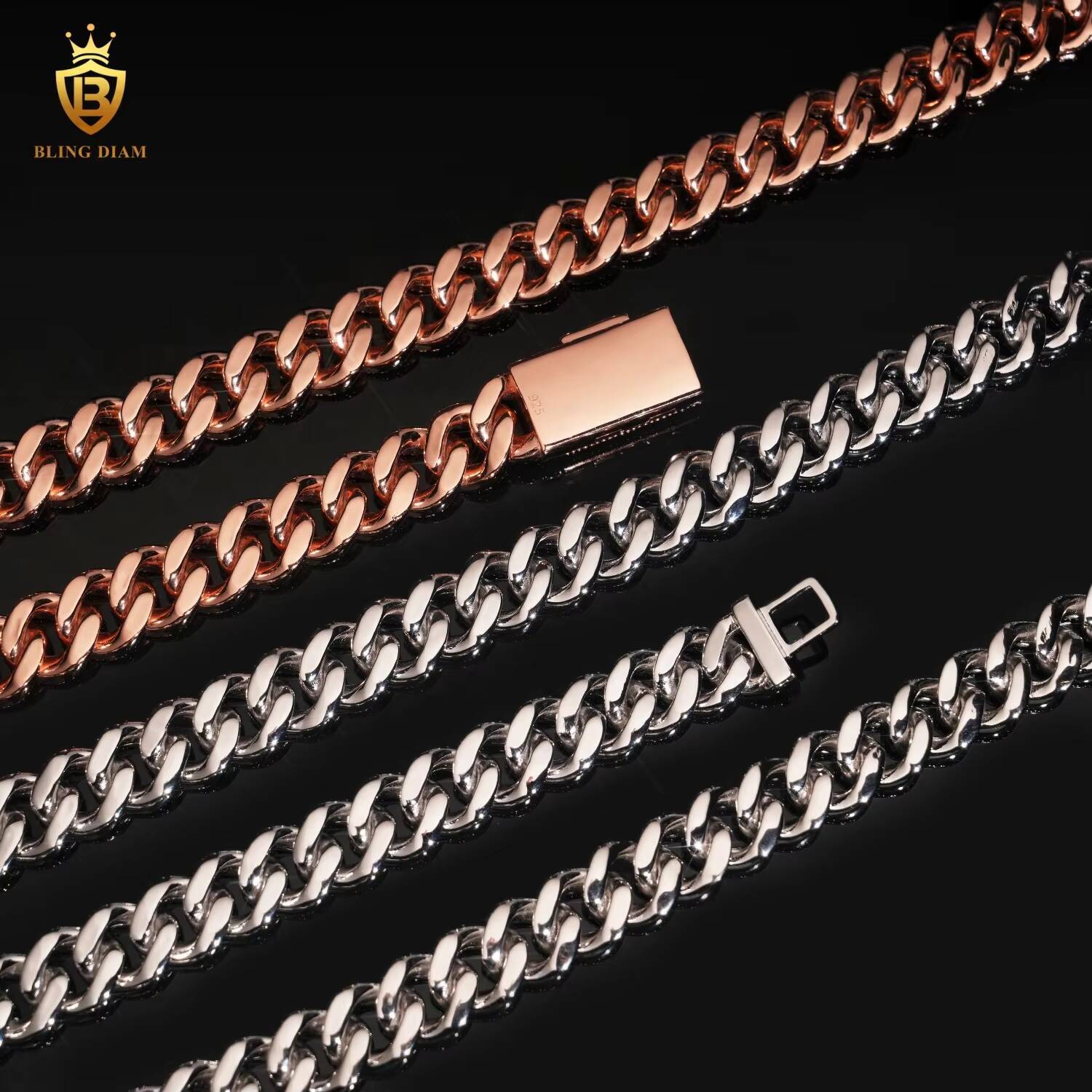 Hip Hop Iced Out Cuban Link Chain VVS Miossanite Diamond 13mm Sterling Silver 925 Miami Cuban Link Chain Necklace