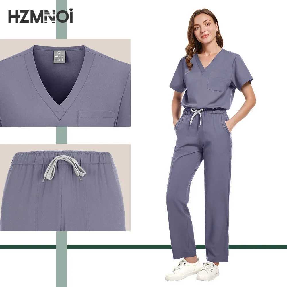 Hospital Nurse Doctor Nursing Uniform Women Fashion V-neck Beautician Straight Pants Suit Pharmacy Work Clothes Medical Uniforms X250410
