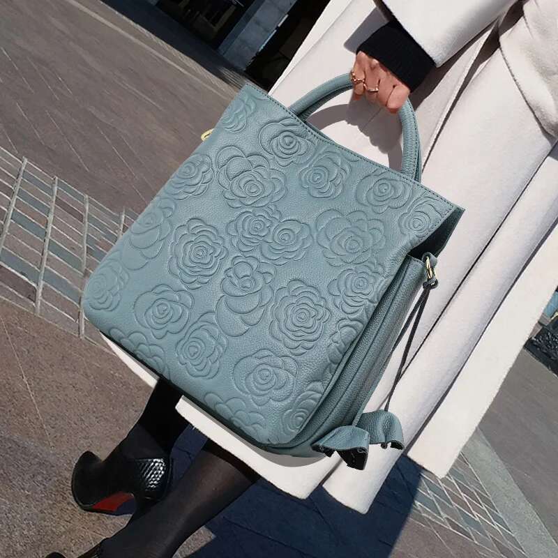 2025 New Women's Handbag Large Capacity Fashion Printed Bag Designer Trendy Women's Handbag Genuine Leather Material