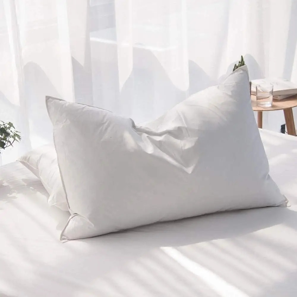 Duck Feathers and Down White Pillows with 100 Cotton Cover Bed Sleeping el Collection Pillows Set of 2 251105