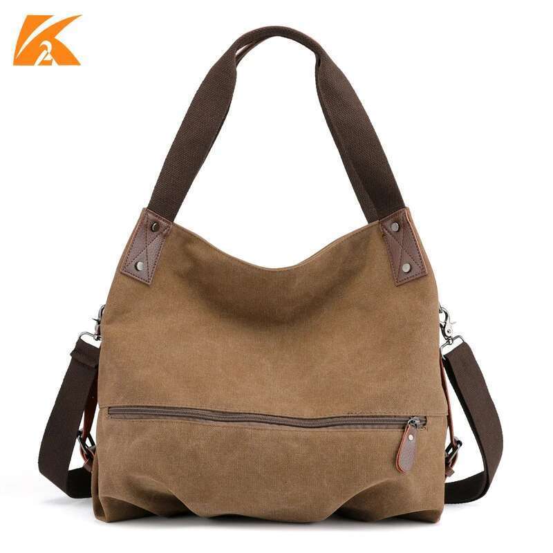 KVKY Vintage Canvas Women Hnadbag Single Shoulder Solid Ladies Messenger Bag Sac Travel Female Crossbody Bags Bolsas