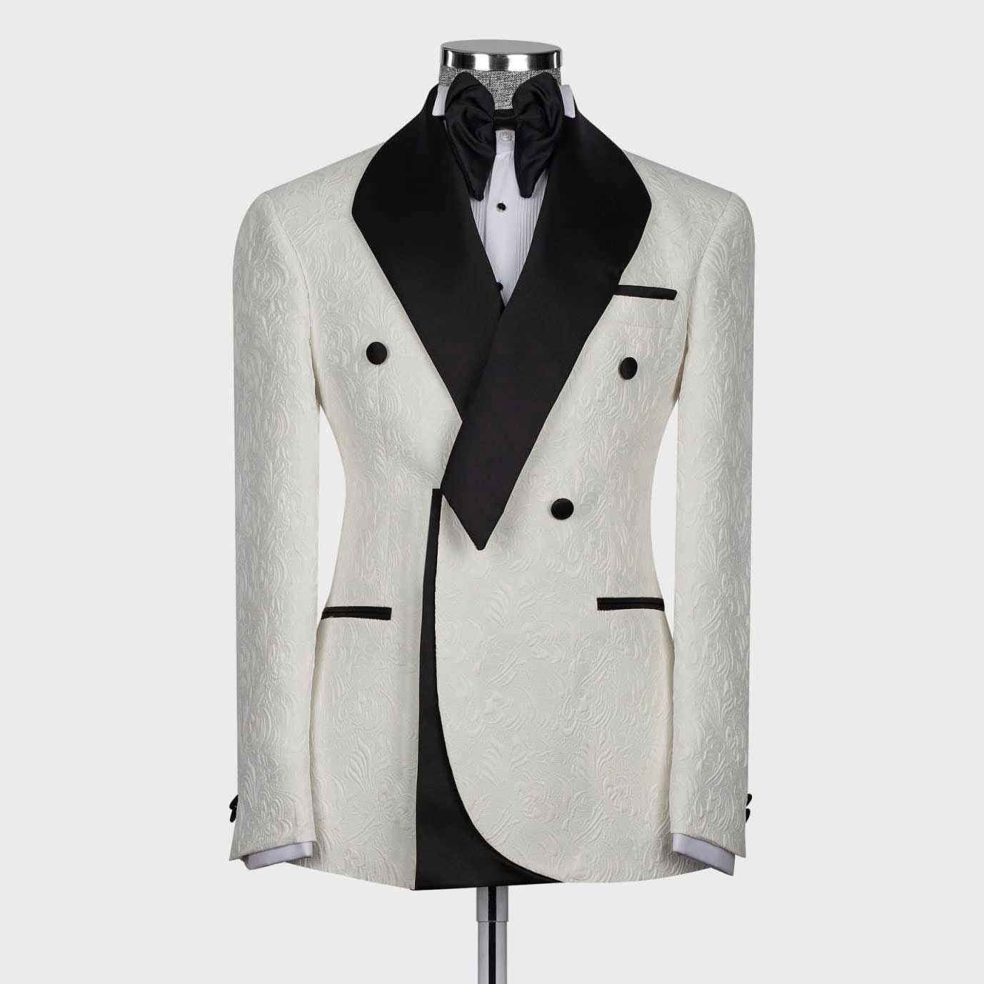 Fashion Show Wedding Men Suit Jacquard 2-PCS Coat Pants Party Suit Tailor-Made Groom Wear Groomsman Formal Occasions Plus Size Customized M251631