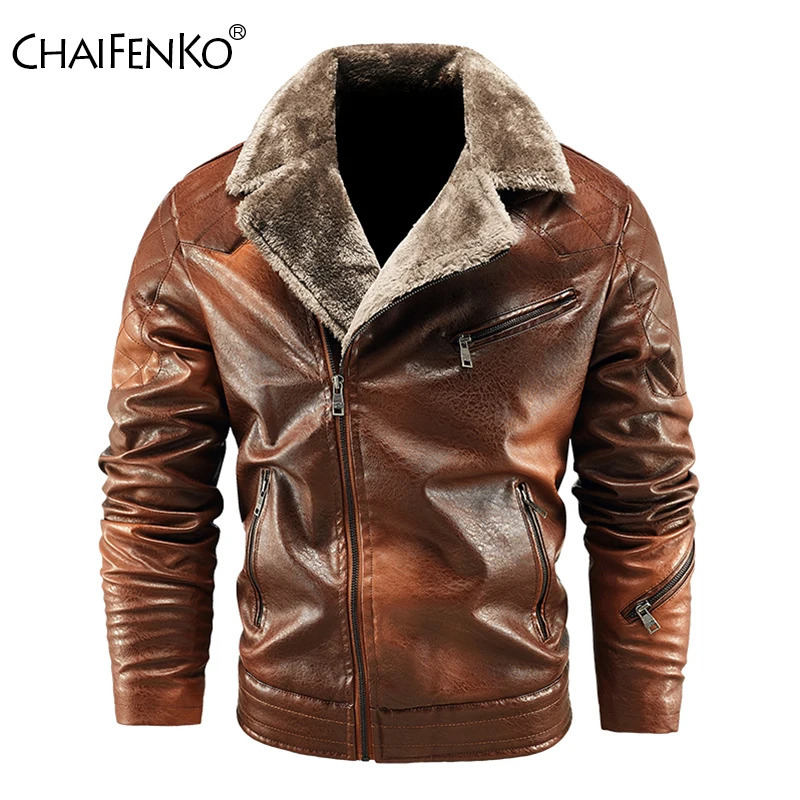 Winter Fleece Keep Warm Men Coat Fashion Removable Collar Tops Outdoors Loose Thickening Solid Lapel Leather Jacket Men 251105