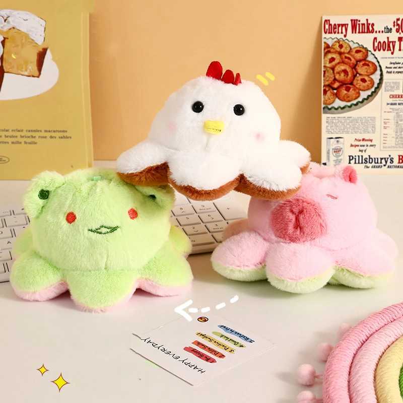Creative and fun flip Capybara plush toy cute filled octopus keychain bag pendant keyholder decoration couple gift new W250411