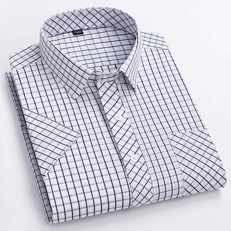 New Casual Shirts For Men Cotton Plaid Short Sleeve Elegant Business Dress Smart Summer Men Clothes England Fashion Top Shirts K251110