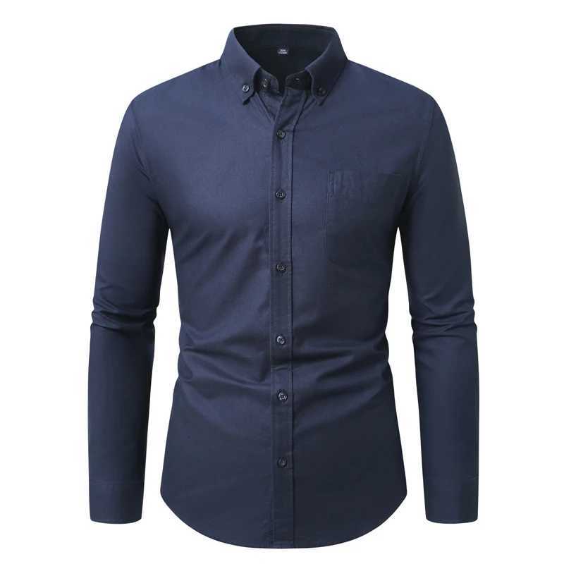 Mens hard-wearing high-quality cotton shirts long-sleeved shirts solid color and striped shirts K251110