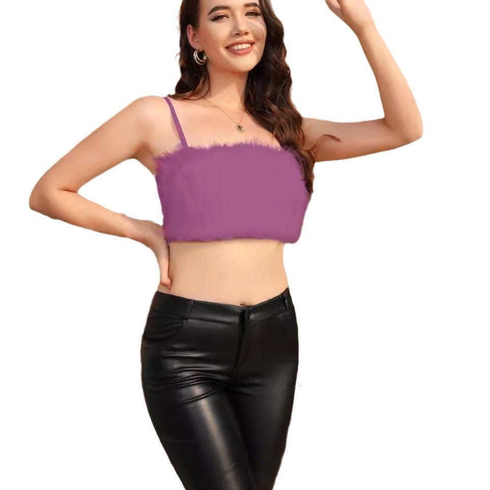New sexy hot girl strapless vest solid color plush top