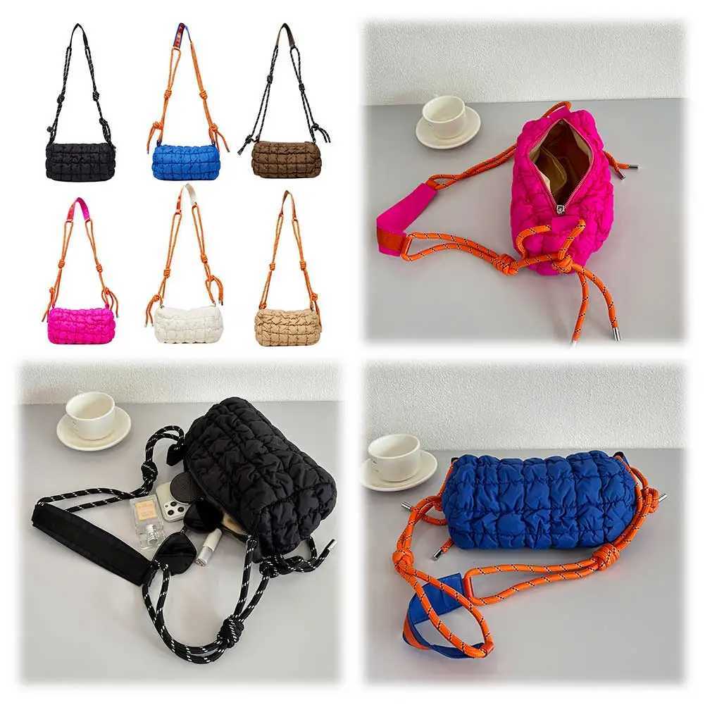 Women Soft Shoulder Bag with Braided Rope Strap Padded Crossbody Bag Large Capacity Puffer Satchel Bag Daily Bag for FemaleT251110