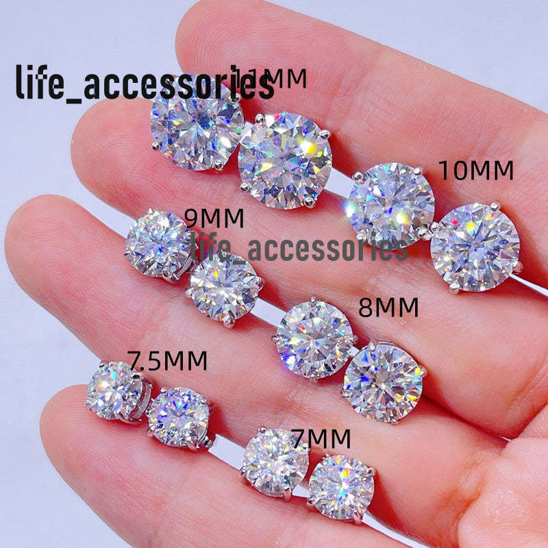 Fashion Jewelry Earrings 3mm-10mm Classic Mossanite Screw Back Earrings Hypoallergenic Silver 925 Vvs Moissanite Stud Earrings