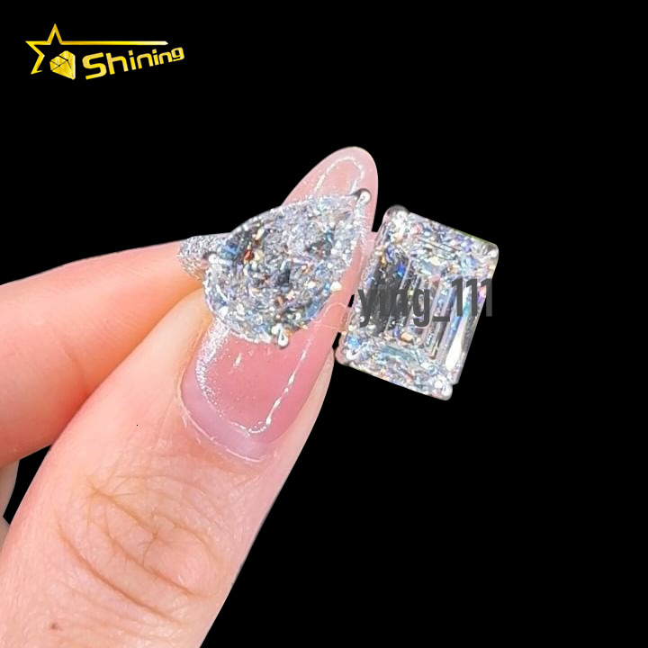 IGI Certificated 18K Solid Gold Wedding Promise Jewelry Women 5CT Emearld With 3CT Pear Cut Lab Grown Diamond Engagement Ring