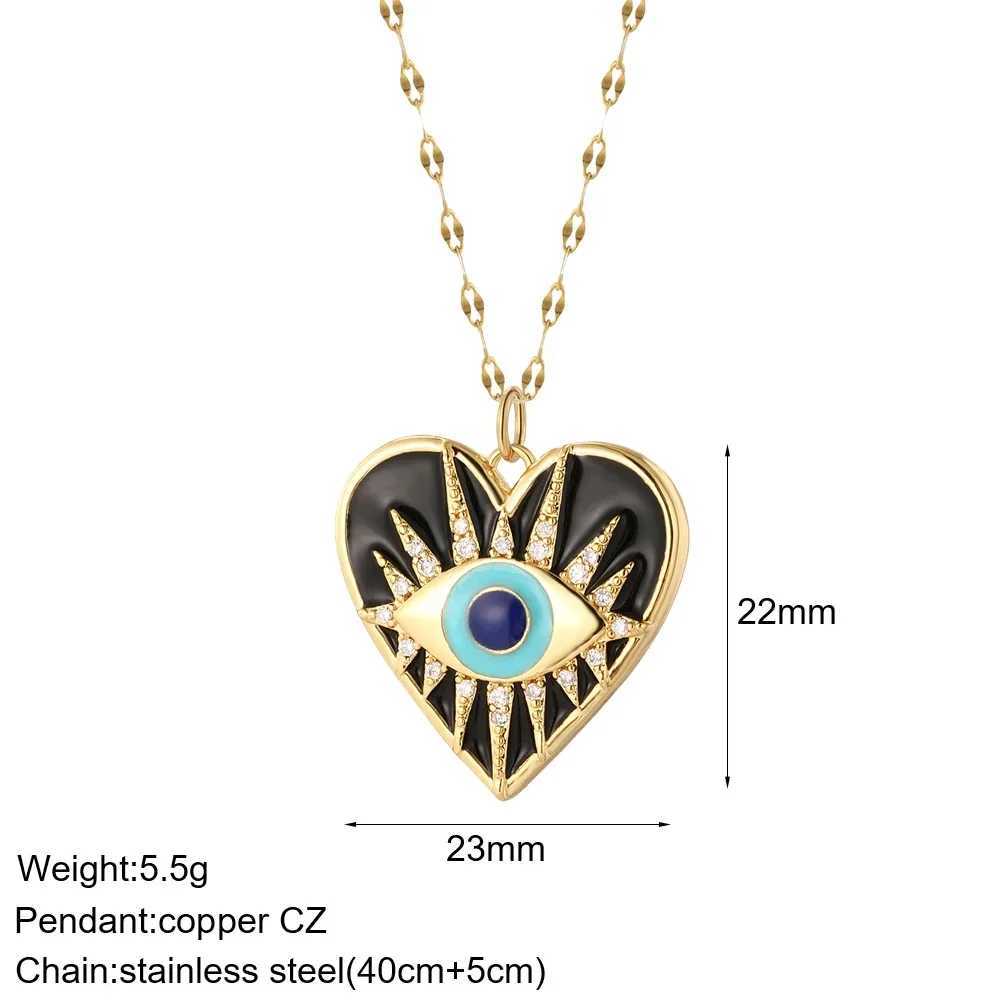 Heart Evil Blue Eye Sun Necklace for Women Cute Dog Bee Elephant Gold Color Pendant Womans Collars Long Stainless Steel ChainsC250411