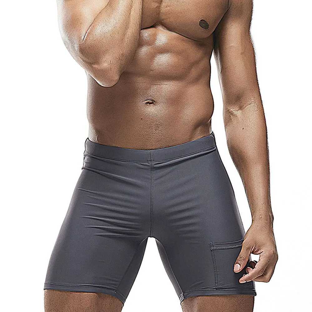 Trunk swimwear swimming and fitness pants solid stretch outdoor casual bath pants beach professional swimwear Trunk mens swimwearW250410