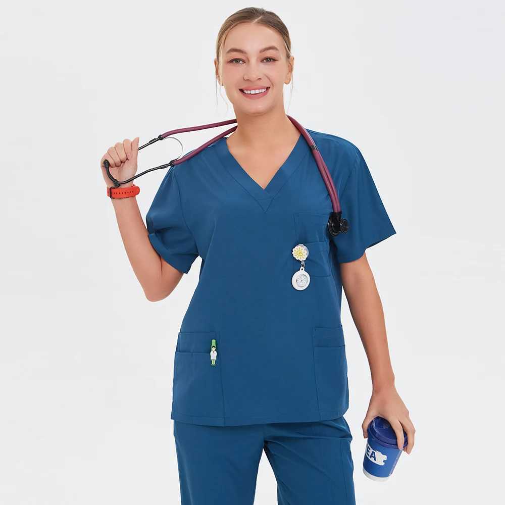 Female Scrubs Uniform Set Medical Hospital Dental Clinic Surgical Dress Doctor Nurse Accessories Beauty Sn Work Dress S23-02 X250410