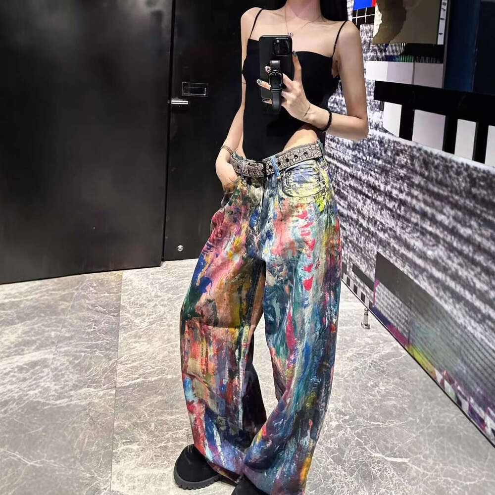 Women's Wear Women's Wear New Heavy Industry 3D Visual Printing AC Trendy Brand Street Style Straight Leg Jeans Men's And Women's 