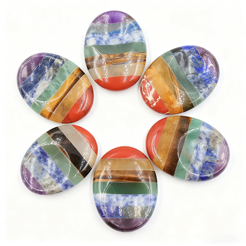 Seven-color Thumbstone, Natural Crystal, Half-Concave Thumbstone, Massage and Manipulation Board, Forgetfulness Stone, Seven-color Stress Relief Stone