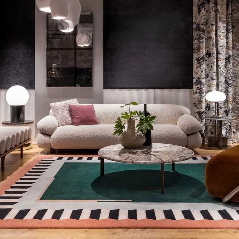 American Retro Carpets Living Room Thicken Flannel Floor Mat Home Lounge Rug Irregular Bedroom Decor Anti-slip Carpet Office Y251110