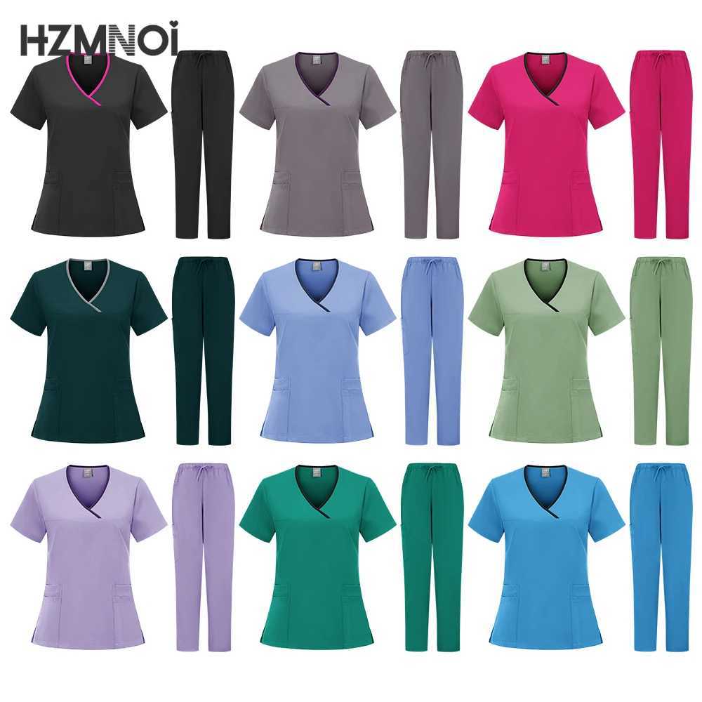 New Nurse Uniforms Women Men Casual Jogger Pants Set Pharmacy Work Clothes Medical Hospital Doctor Nursing Uniform High-end Suit X2504101