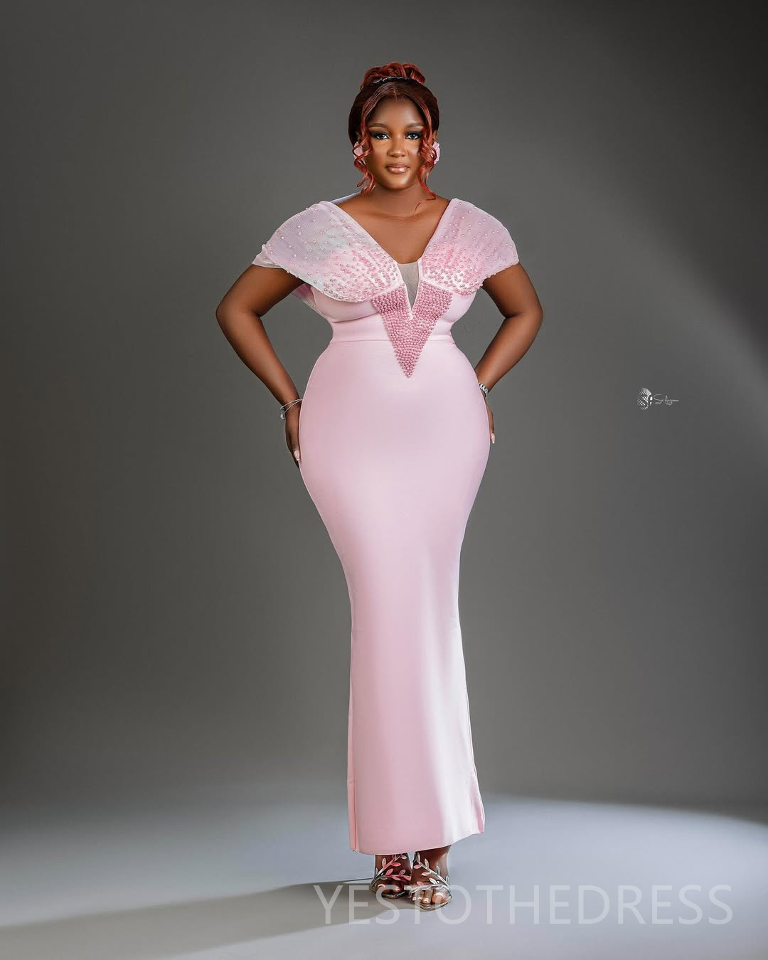 2026 Plus Size Pink Mermaid Prom Dress Evening Dresses Formal Gowns For Special Occasions V Neck Pearls Floor Length Birthday Dress Second Reception G