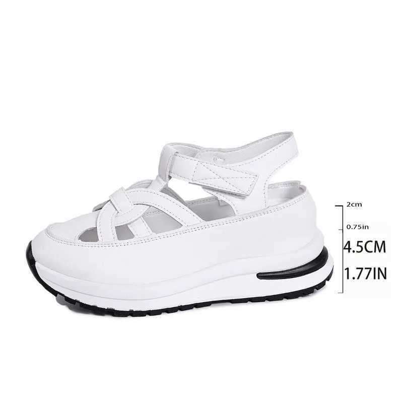 Hot selling womens sandals 2025 new item PU leather hollow design hook and loop N-slip thick soled sandals womens shoes no print ZapatosXJ250410