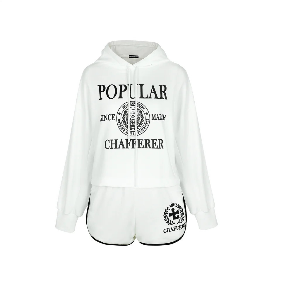 Musebree Womens Casual Sports Hoodie Shorts Letter Printed Top Dress Summer Clothing 250411