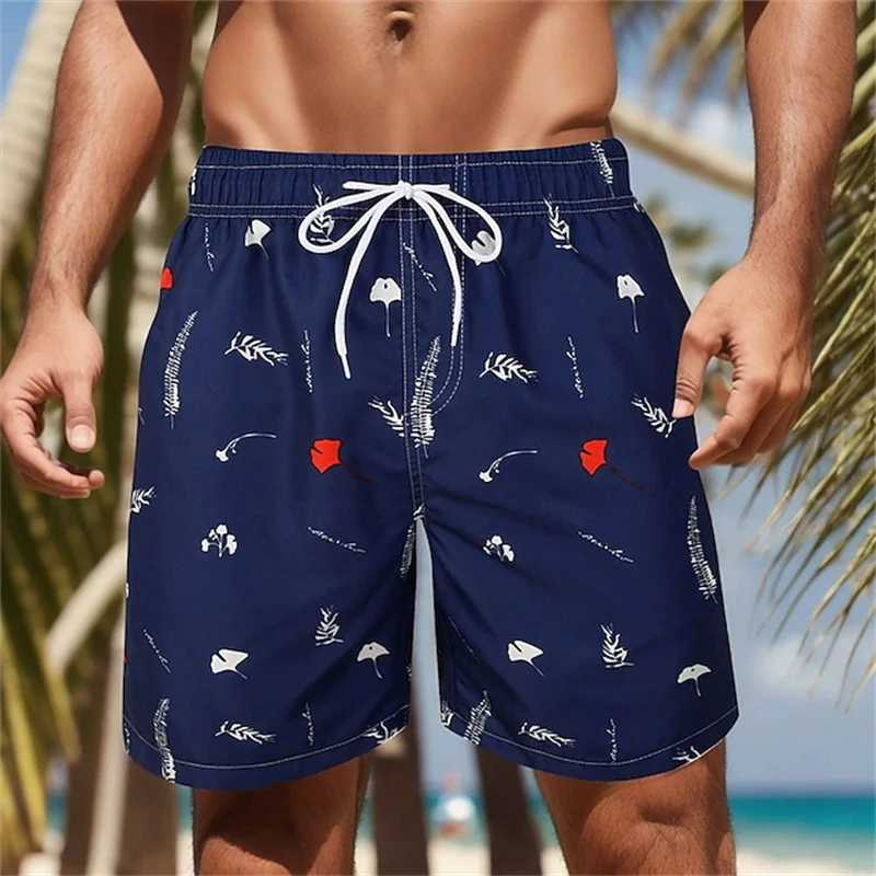 3D printed palm leaf tropical plant shorts for mens swimming relay board shorts fashionable streetwear quick drying shorts for mens clothingW250410