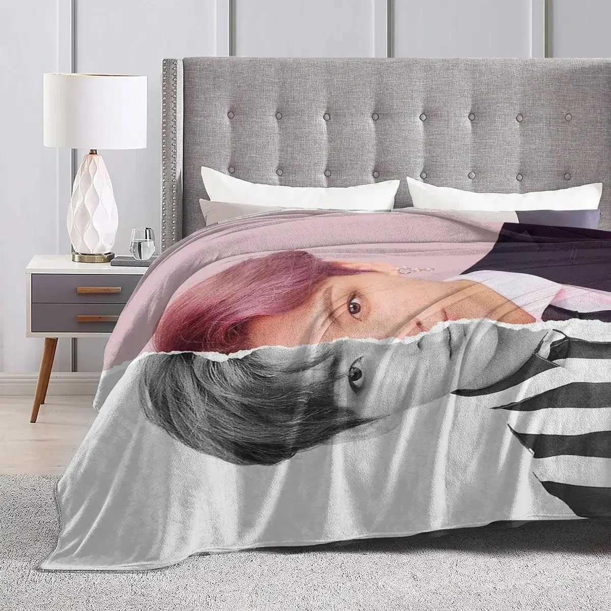 Jungkook Blankets Soft Warm Flannel Throw Blanket Plush for Bed Living room Picnic Travel Home Sofa C251111