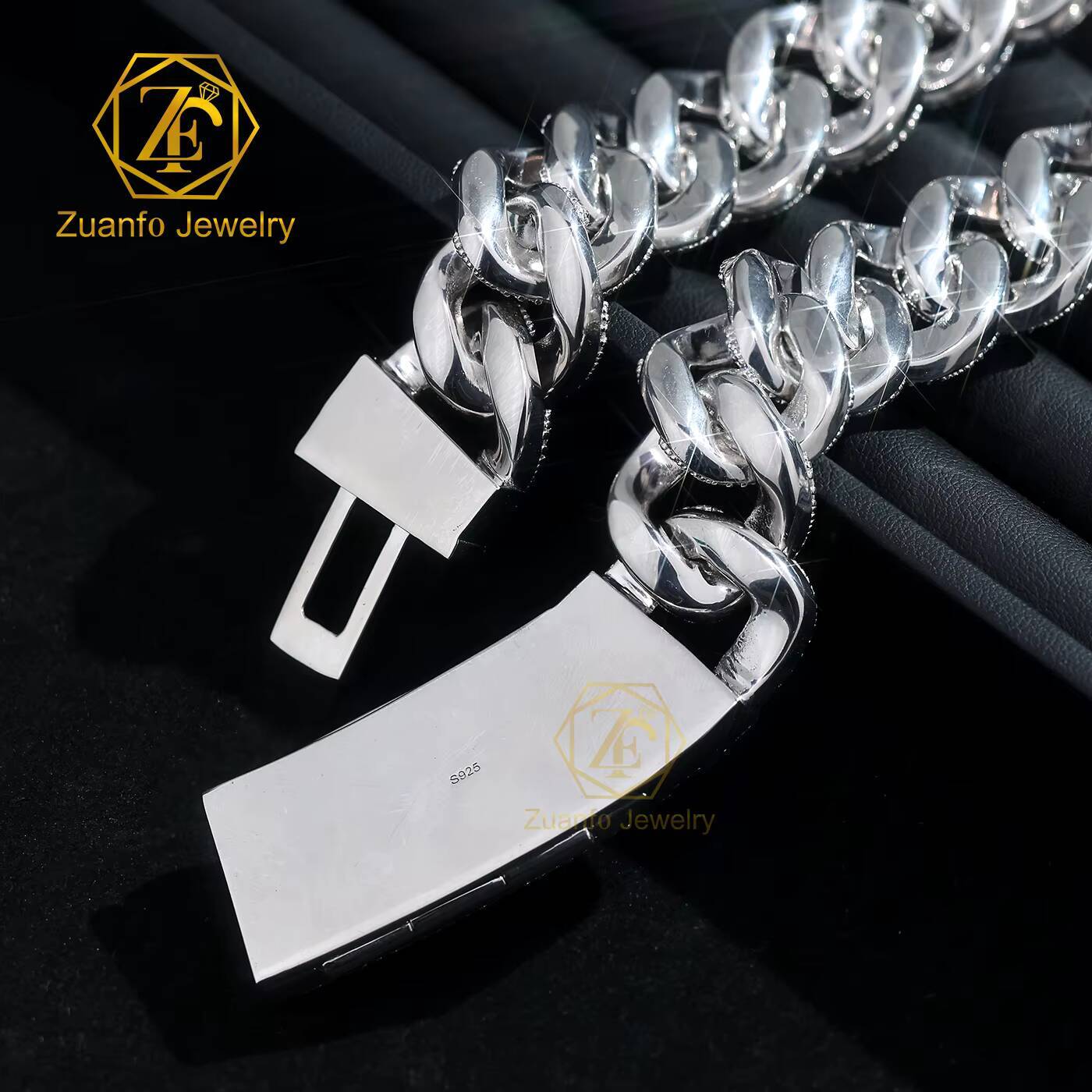 Wholesale Price White Rose Gold Moissanite Cuban Necklace Engraved Letter and Dove Buckle 15mm 16mm 18mm Miami Cuban Link Chain