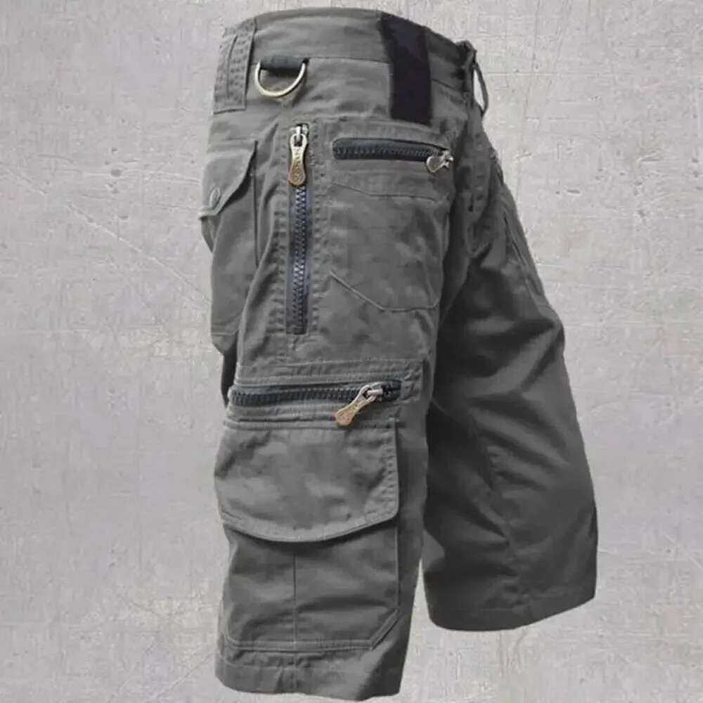 Men's Jogging Solid Color Multi-Pocket Summer Casual Straight Cargo Men Shorts