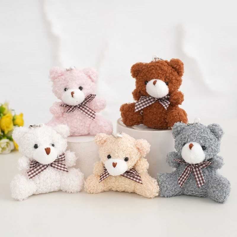 5 pieces of mini rabbit keychain soft cute plush rabbit connector mini bear toy for doll decoration school student backpack filling pendant W250411