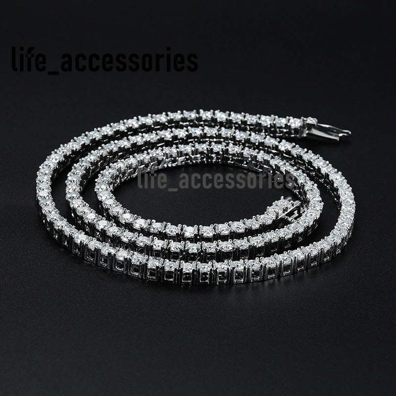 4mm Moissanite Necklace D Color VVS S925 Gold Plated Iced Out Moissanite Tennis Chain