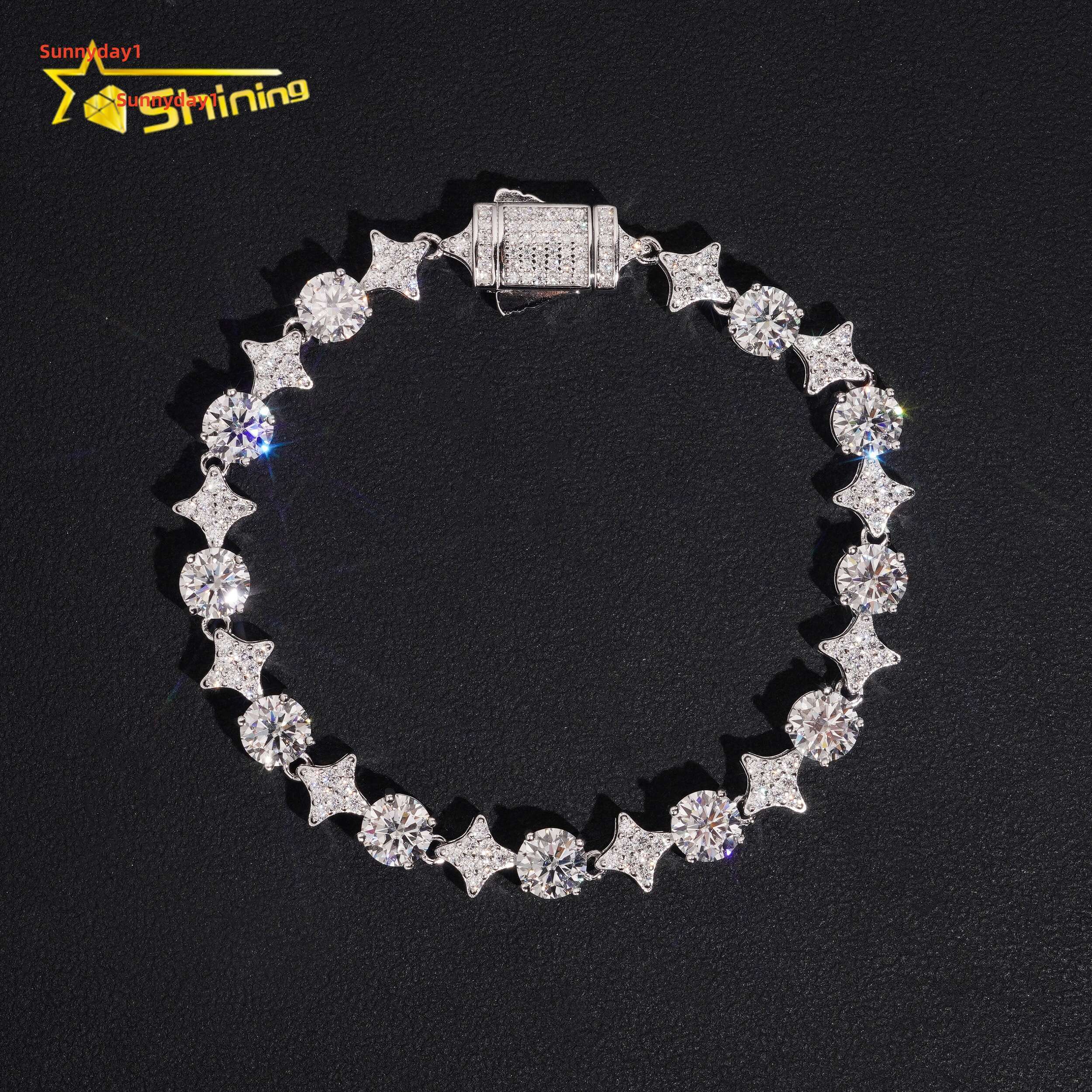 Trendy Iced Out D VVS Moissanite Diamond Bracelet GRA Certificated Custom 925 Silver Bracelet Men Hip Hop Moissanite Jewelry