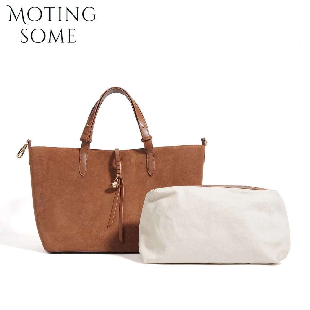 Motingsome Suede Leather Bag For Women Handbag And Casual Tote Big Capacity Shoulder Brown Purses 2024 New