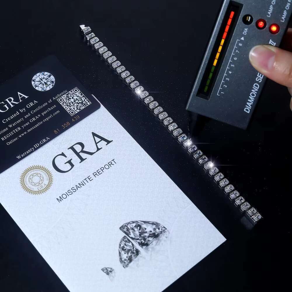 Custom fashion S925 Silver Men Women Hip Hop Bracelet VVS Diamond Tennis Link zirconia GRA moissanite Bracelet