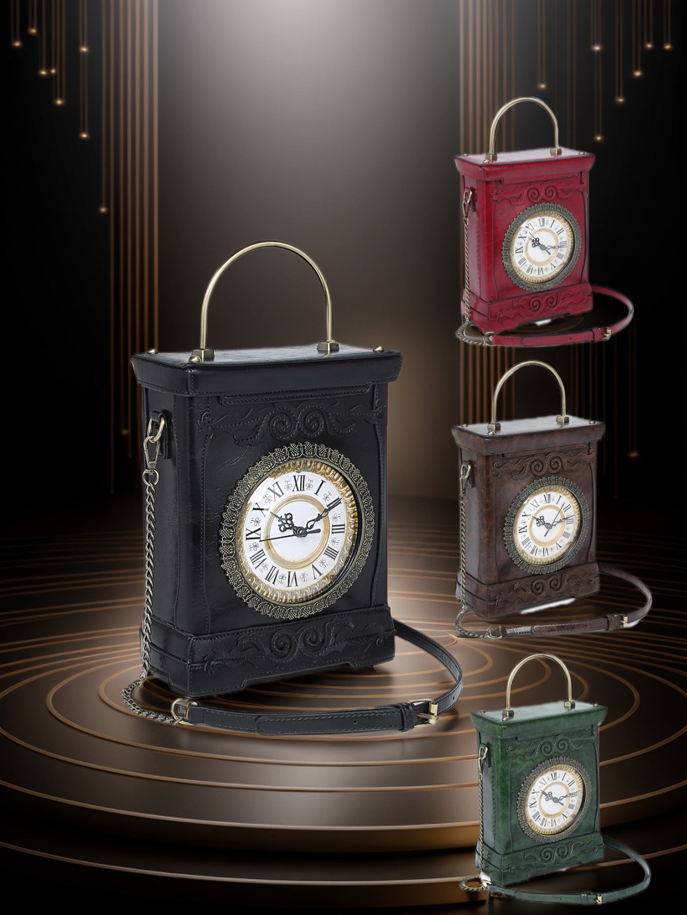 Luxury Bag Designer Bag New Creative Irregular Women's Bag Retro Personalized Top-handle Crossbody Bag with Real Clock Square Bag with Lock Trend