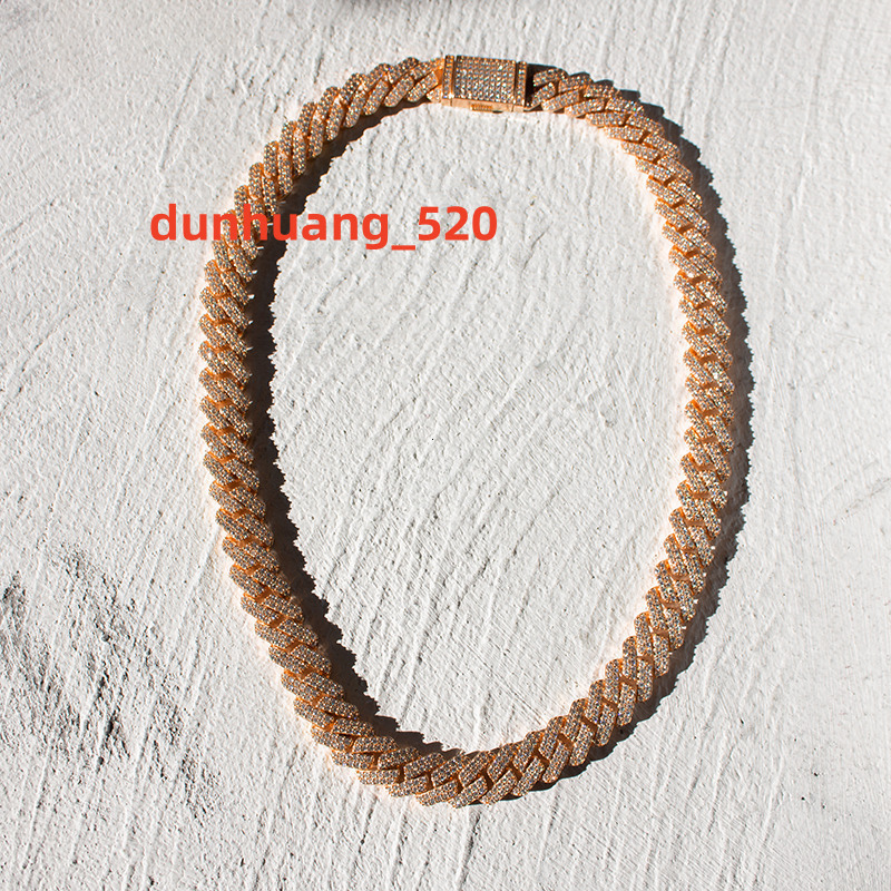 Hip Hop S925 Silver 10mm Width Single Row Moissanite Iced Out Cuban Chain Necklace