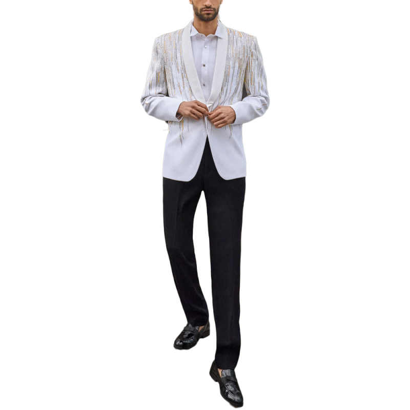 Fashion Show Wedding Men Suit Appliques Party Suit 2-PCS Coat Pants Tailor-Made Party Groom Wear Groomsman Formal Occasions Size Customized M251617