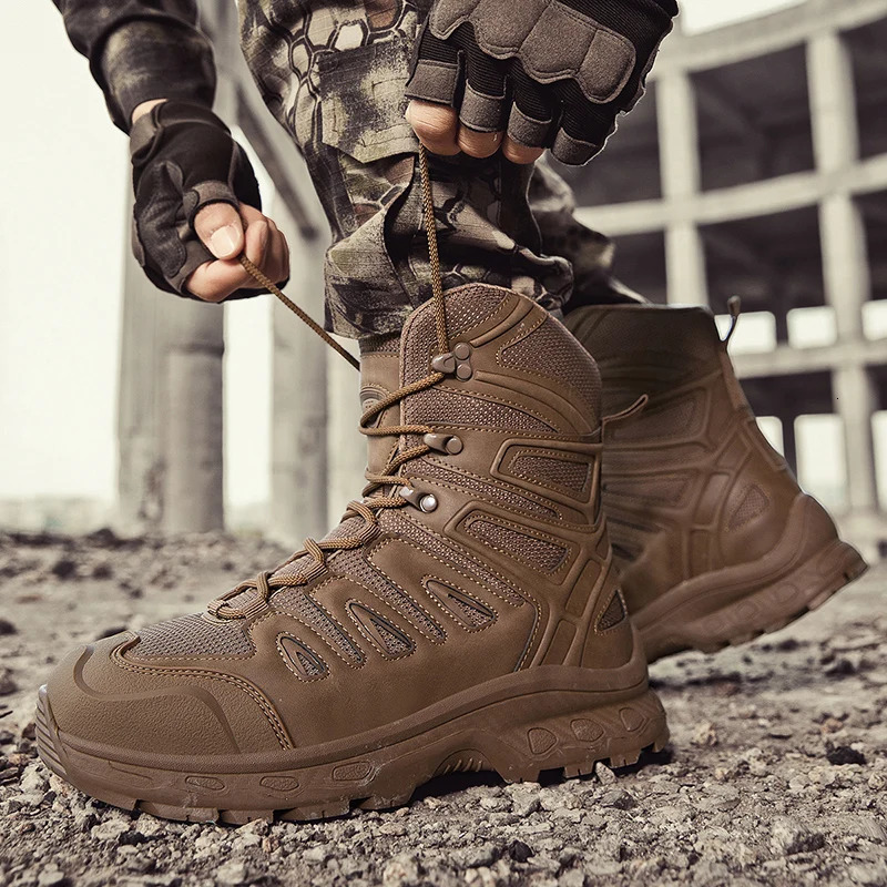 Mens Hiking Boots Non-Slip Lightweight Waterproof Outdoor Hunting Desert Combat Tactical Boots Breathable Work Safty Shoes 251110