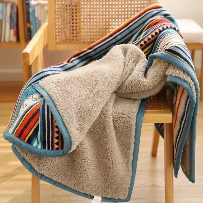 Soft fluffy flannel throw blanket bohemia ethnic styl warm nap knee blanket winter coral fleece thermal small thick quilt C251111