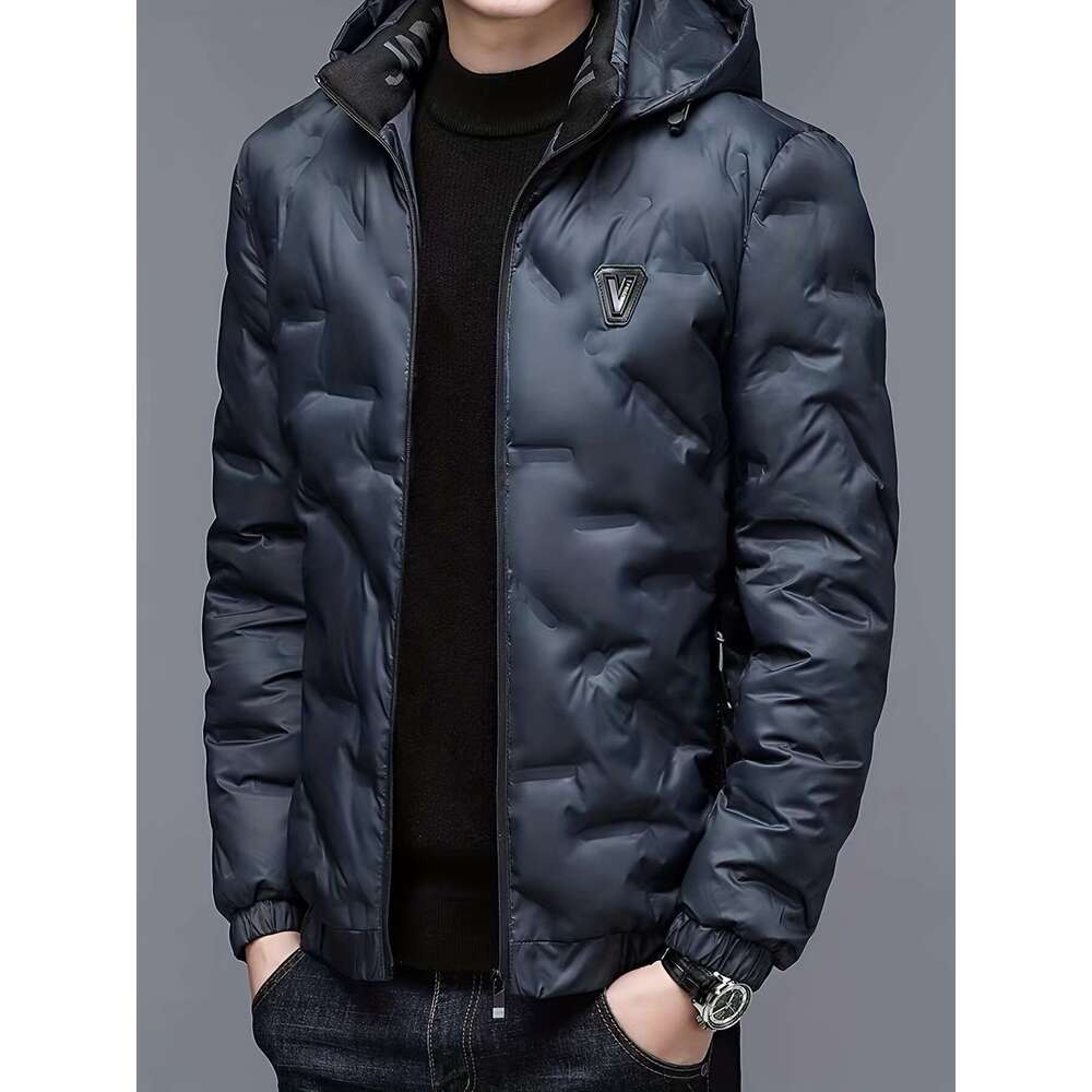 Windproof High Quality Men's Full-Zip Hooded Jacket With Design | Polyester Shell, Soft Lining, Full-Length Zipper Closure, Casual & Outdoor