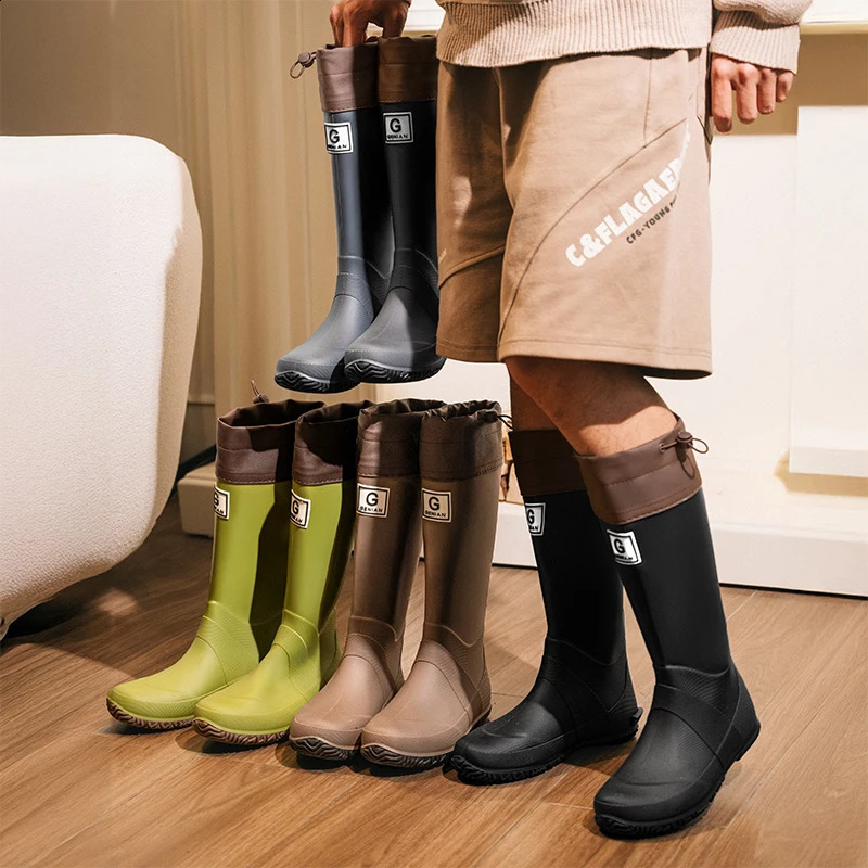 Children Rain Boots Kids Waterproof Rain Boots Boy Safety Non-slip Childrens Rain Shoes For Girls Water Shoes With Drawstring 250410