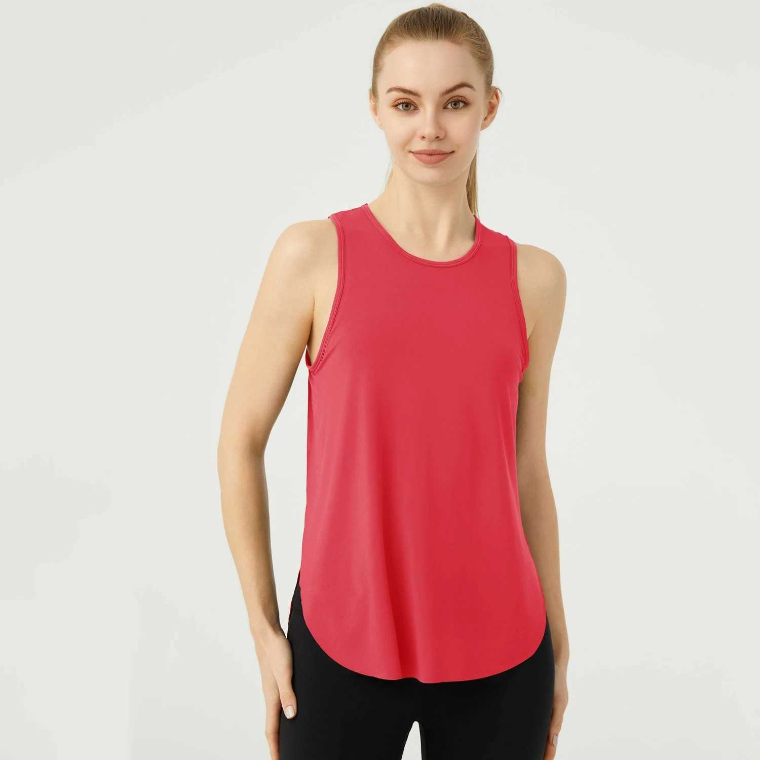 Hot summer sleeveless yoga T-shirt womens loose fitness running vest breathable quick drying fitness vest womens sportswearW250411